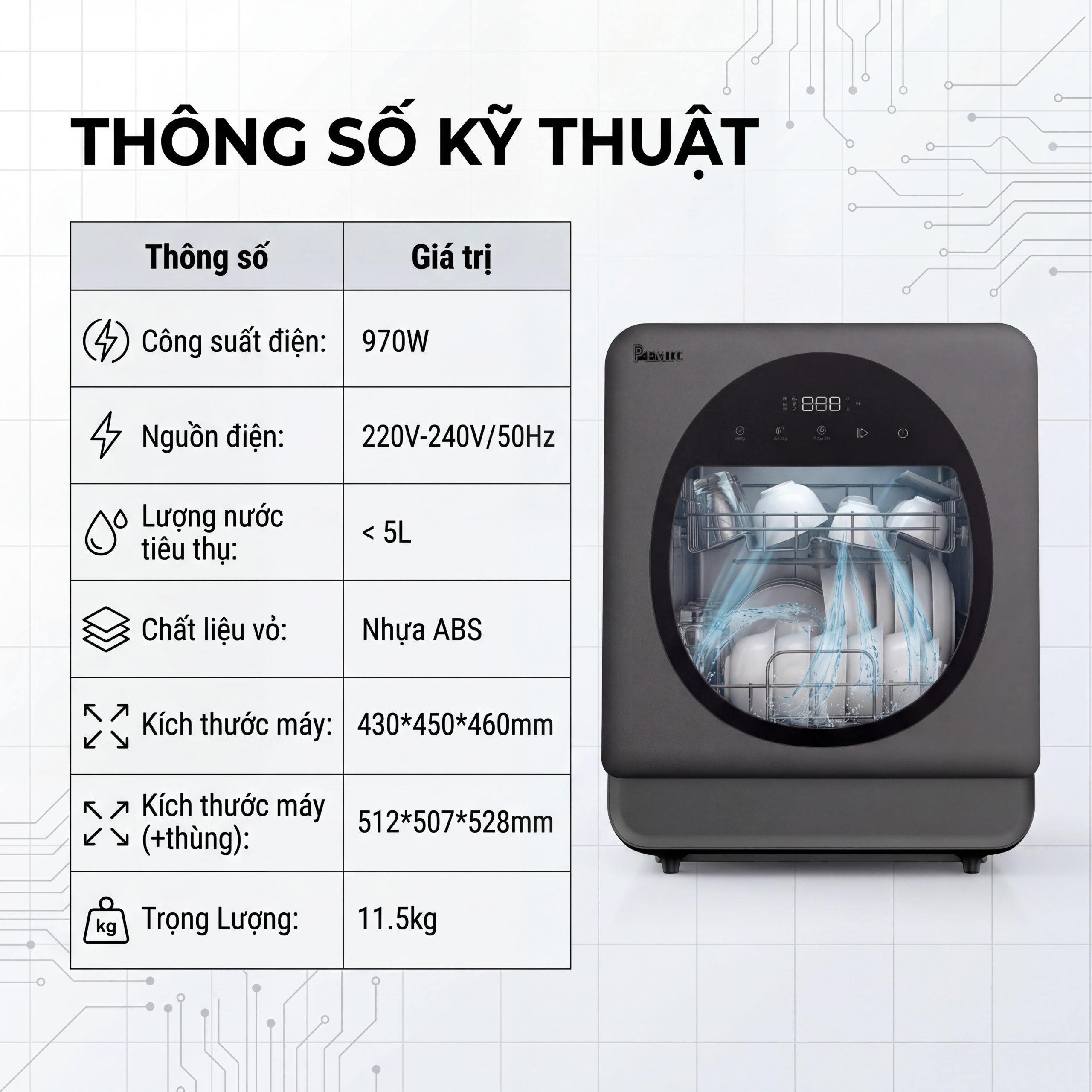Máy Rửa Chén P-X503 3 Máy Rửa Chén P-X503 - Ảnh 3