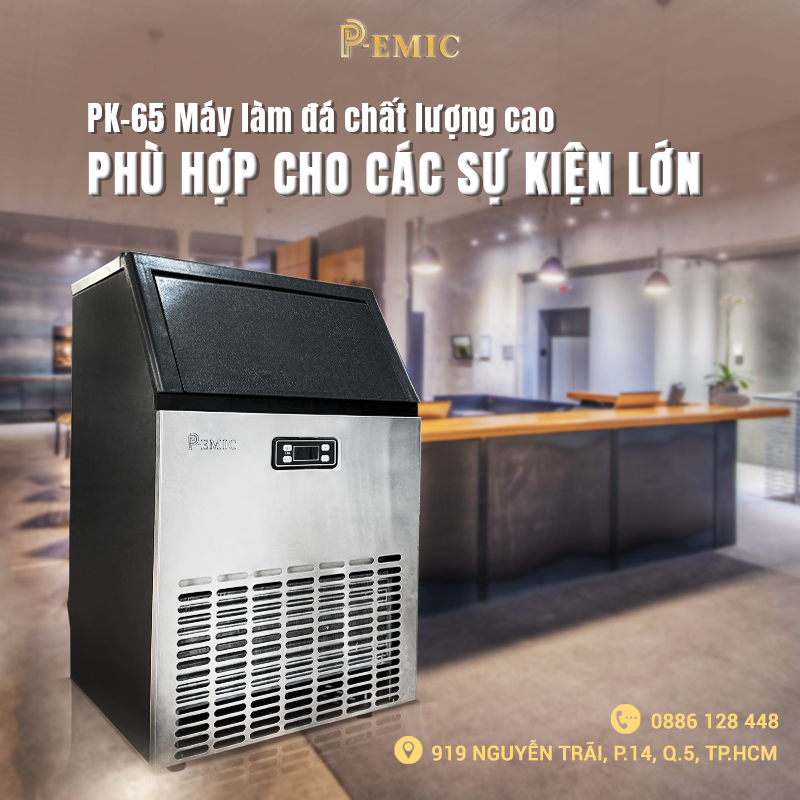 Máy làm đá P-emic PK-65 – chất lượng cao, phù hợp cho các sự kiện lớn 1 máy làm đá p-emic