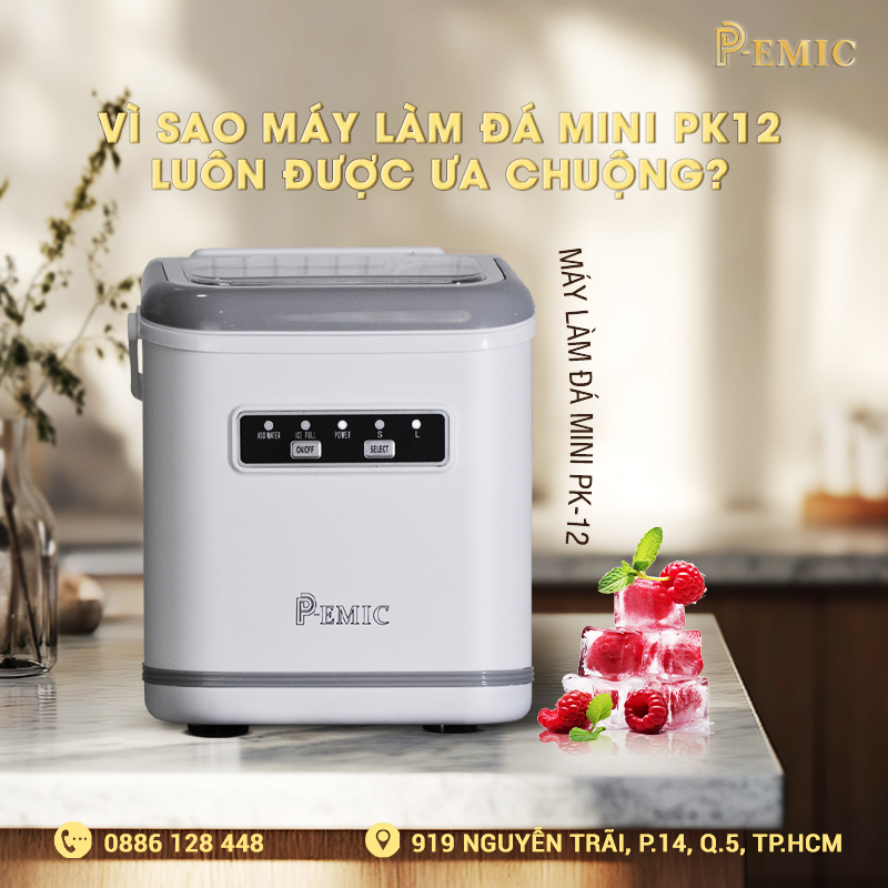 Máy Làm Đá Mini PK-12 Thương Hiệu P-Emic – Vì Sao Luôn Được Ưa Chuộng? 1 máy làm đá mini