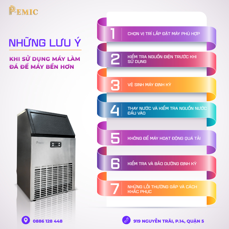 Những lưu ý khi sử dụng máy làm đá để máy bền hơn 1 máy làm đá