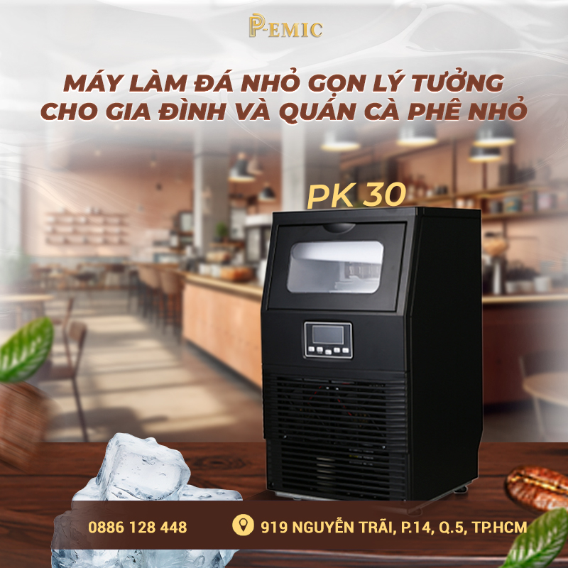PK-30 – Máy làm đá nhỏ gọn, lý tưởng cho gia đình và quán cà phê nhỏ 1 máy làm đá pk-30