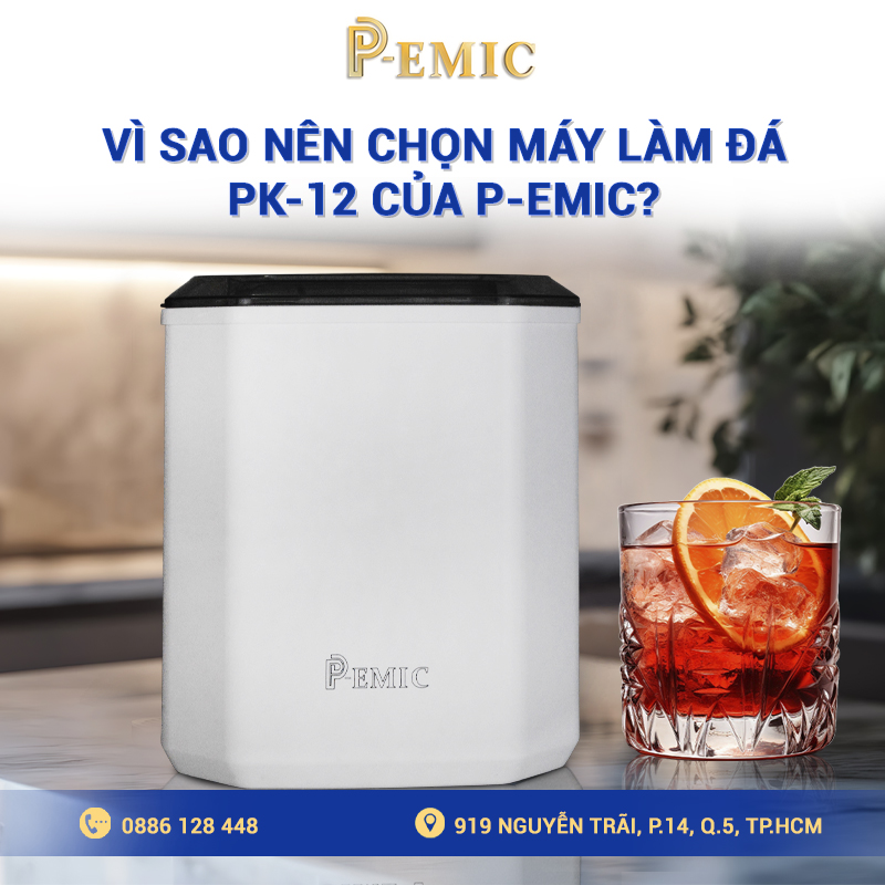 Máy làm đá P-emic. Cách lựa chọn máy làm đá phù hợp cho gia đình 1 máy làm đá p-emic