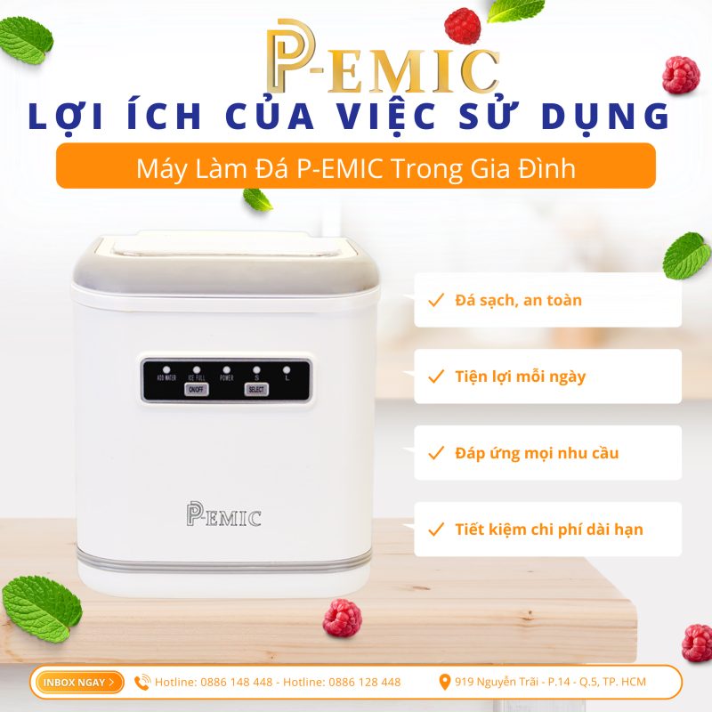 Lợi Ích Của Việc Sử Dụng Máy Làm Đá P-EMIC Trong Gia Đình 1 máy làm đá mini