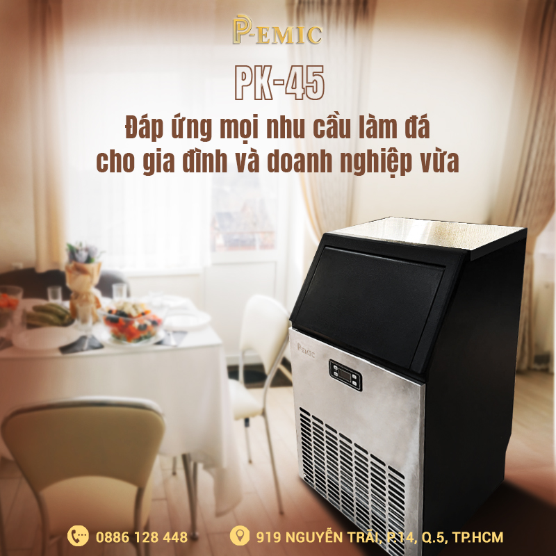 Máy làm đá PK-45 – Đáp ứng mọi nhu cầu làm đá cho gia đình và doanh nghiệp vừa 1 máy làm đá pk-45
