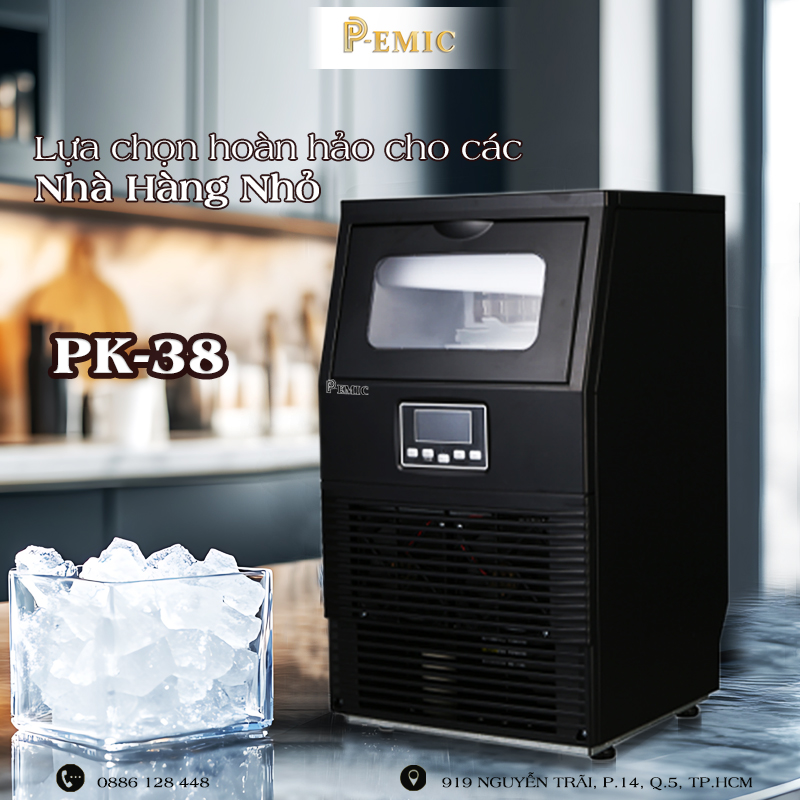 Máy Làm Đá PK-38: Công Suất Mạnh Mẽ, Lựa Chọn Hoàn Hảo Cho Các Nhà Hàng Nhỏ 1 máy làm đá p-emic