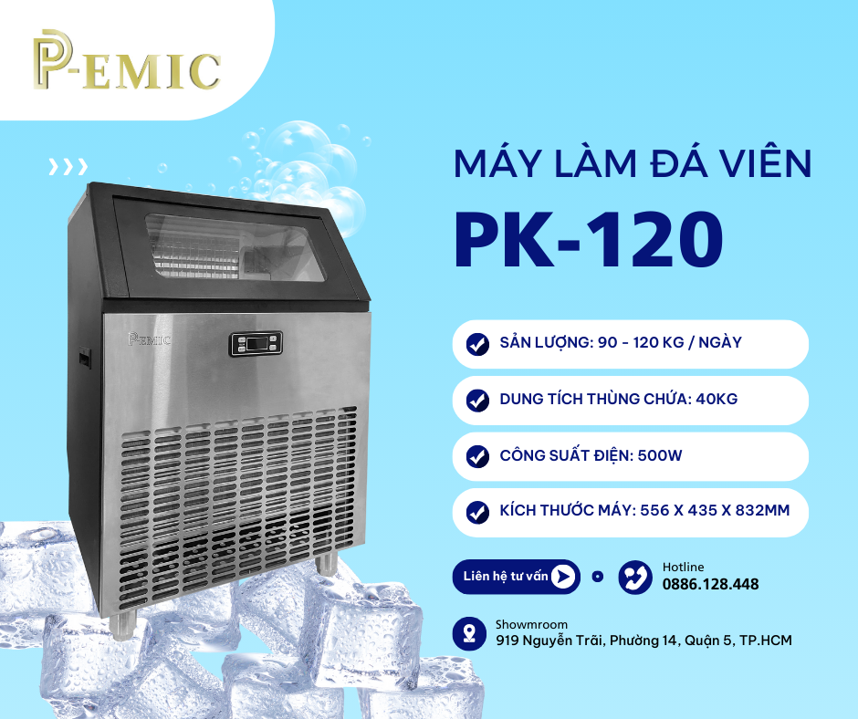 Top 5 dòng máy làm đá đáng mua nhất tại P-Emic 2 Máy làm đá P-EMIC PK120