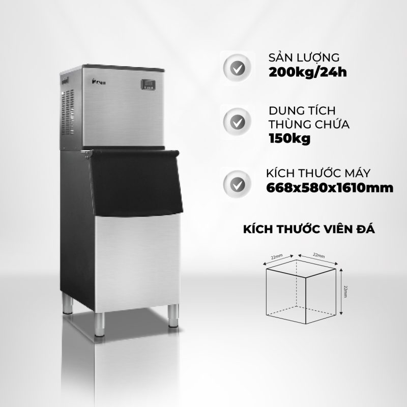 Đa dạng các loại đá viên sạch từ P-EMIC 5 máy làm đá pk-160