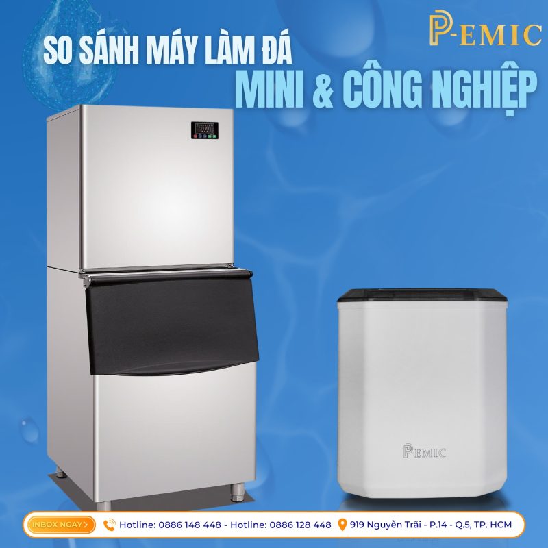 So sánh máy làm đá mini và máy làm đá công nghiệp: Sự khác biệt, ưu và nhược điểm 1 máy làm đá mini