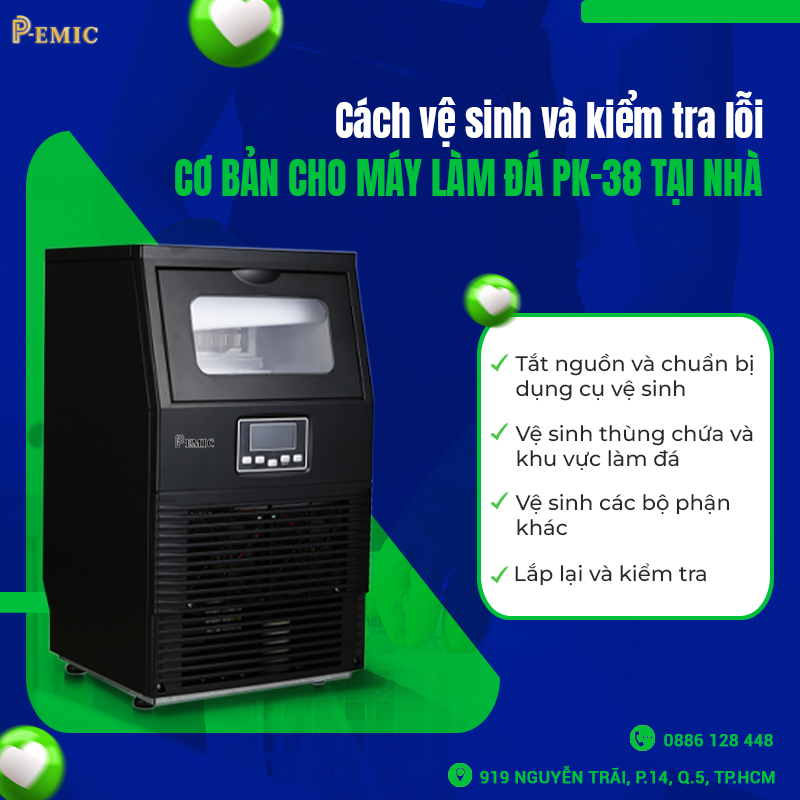 Hướng Dẫn Vệ Sinh Máy Làm Đá Đúng Cách – Bảo Đảm Chất Lượng Và Độ Bền Của Máy 1 PK 38 ve sinh may