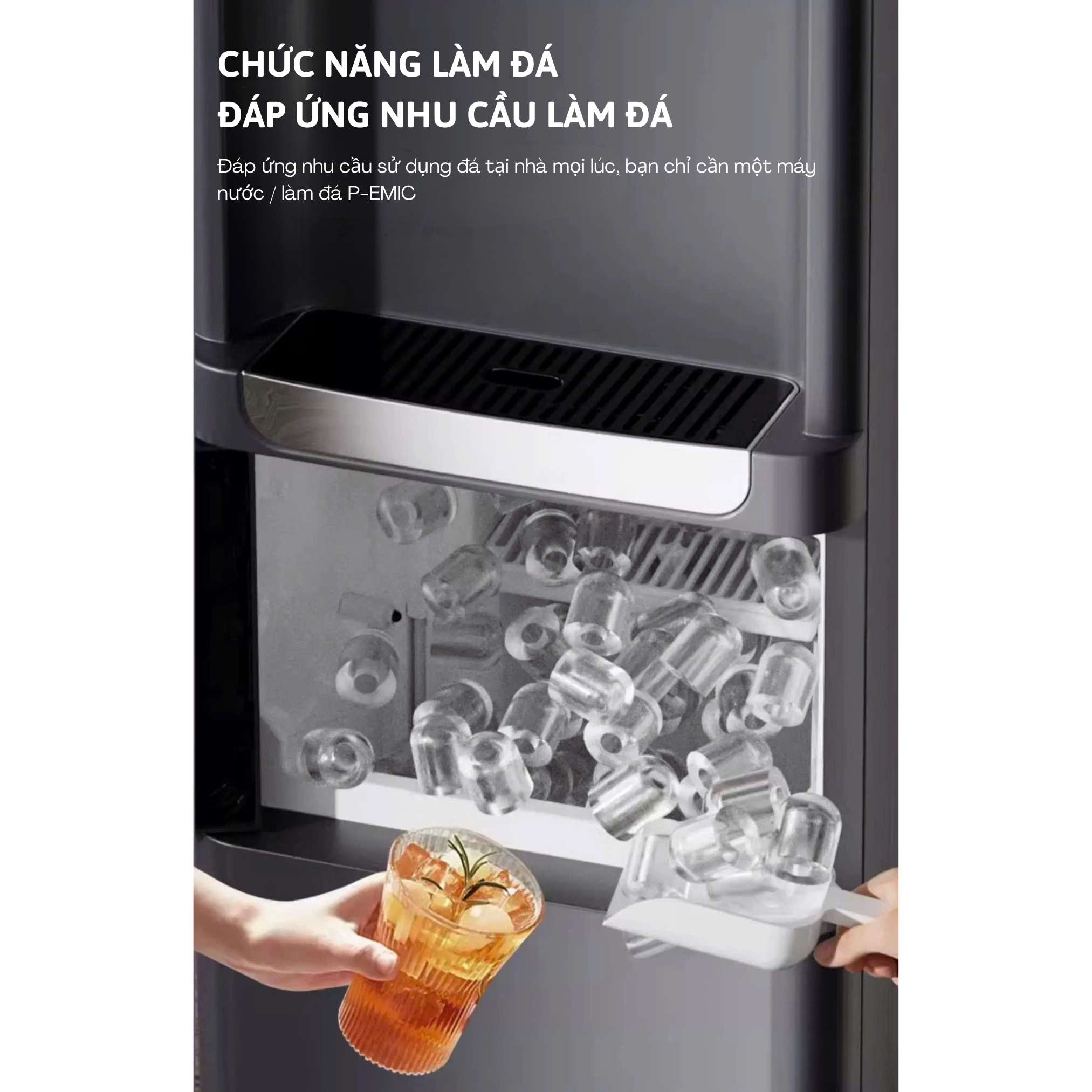 Máy làm đá 15kg - PK-15YLR 12 cây nước nóng lạnh