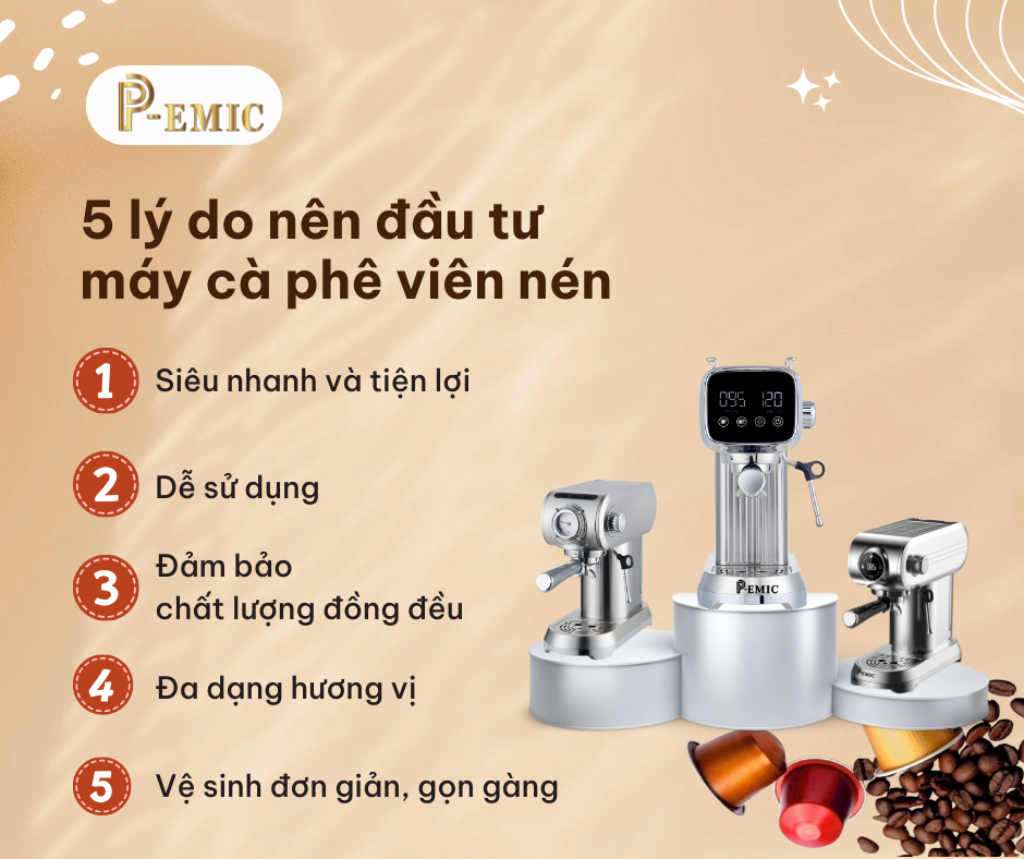 Máy pha cà phê văn phòng P-EMIC: Nâng cao tinh thần làm việc, gắn kết đội ngũ 2 5 lý do nên đầu tư máy pha cà phê viên nén