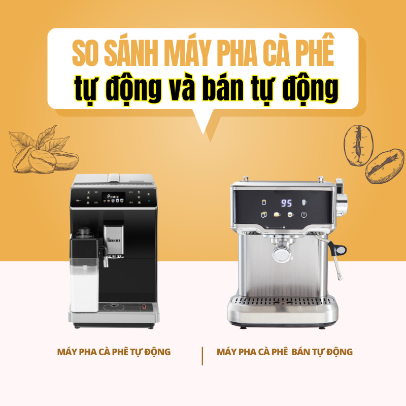 So sánh máy pha cà phê tự động và bán tự động PEMIC: Lựa chọn nào cho người mới bắt đầu? 1 Máy pha cà phê tự động