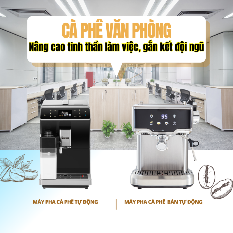 So sánh máy pha cà phê tự động và bán tự động PEMIC: Lựa chọn nào cho người mới bắt đầu? 2 máy pha cà phê văn phòng