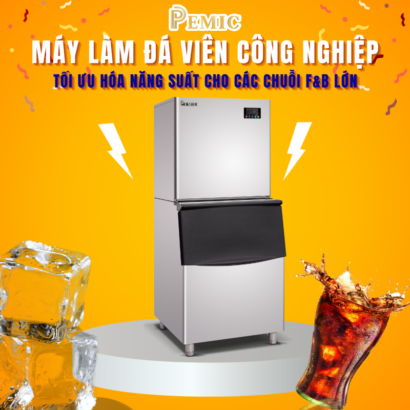 Máy làm đá viên công nghiệp P-EMIC: Tối ưu hóa năng suất cho các chuỗi F&B lớn 1 máy làm đá viên công nghiệp