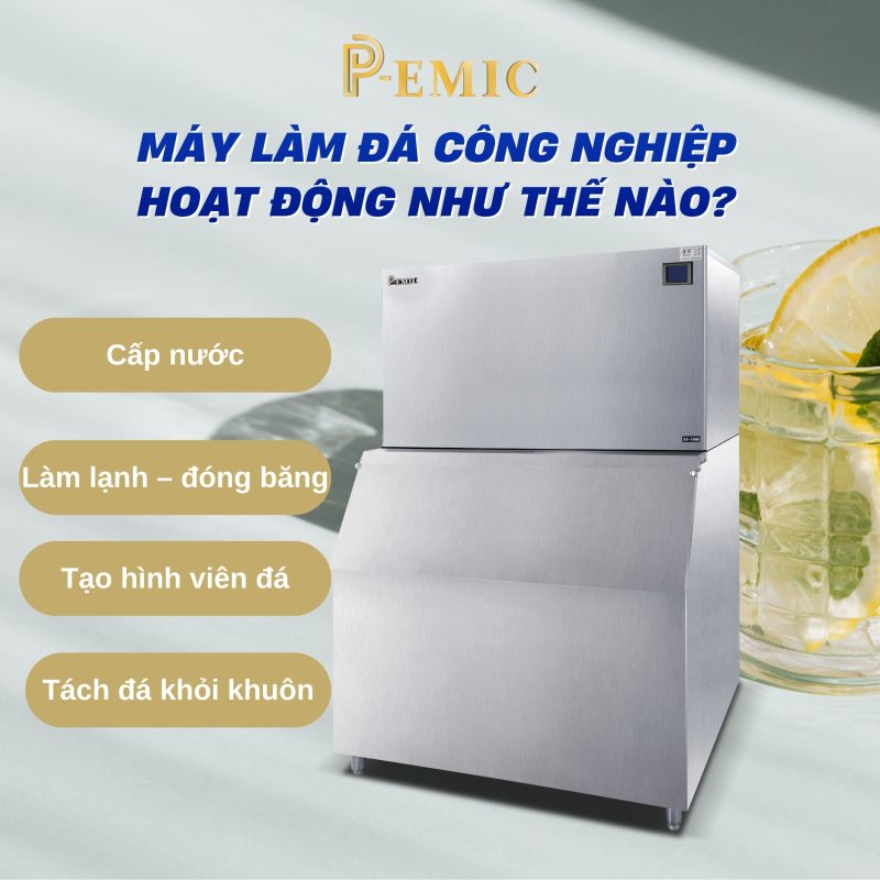 Máy làm đá công nghiệp hoạt động như thế nào? Giải thích chi tiết từ A–Z cho người mới 1 máy làm đá công nghiệp