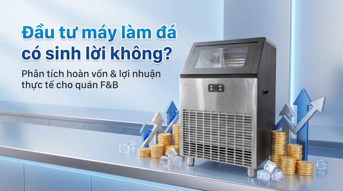 Máy làm đá cho quán nhỏ: Nên đầu tư hay tiếp tục mua đá ngoài? 4 Dau tu may lam da co sinh loi khong Phan tich bai toan hoan von loi nhuan thuc te cho quan FB 1