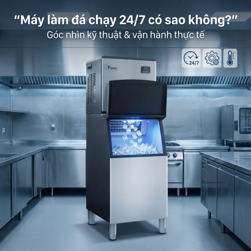 Máy làm đá chạy 24/7 có sao không? Góc nhìn kỹ thuật & vận hành thực tế 1 Máy làm đá