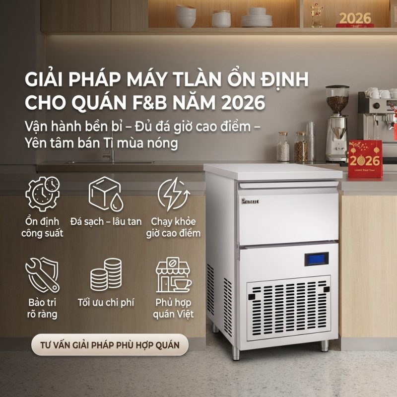 Máy làm đá PEMIC – Giải pháp lâu dài cho quán F&B 4 máy làm đá
