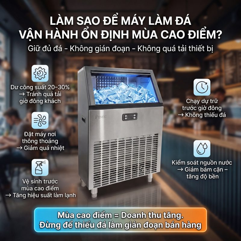 Làm sao để máy làm đá vận hành ổn định mùa cao điểm? 1 máy làm đá