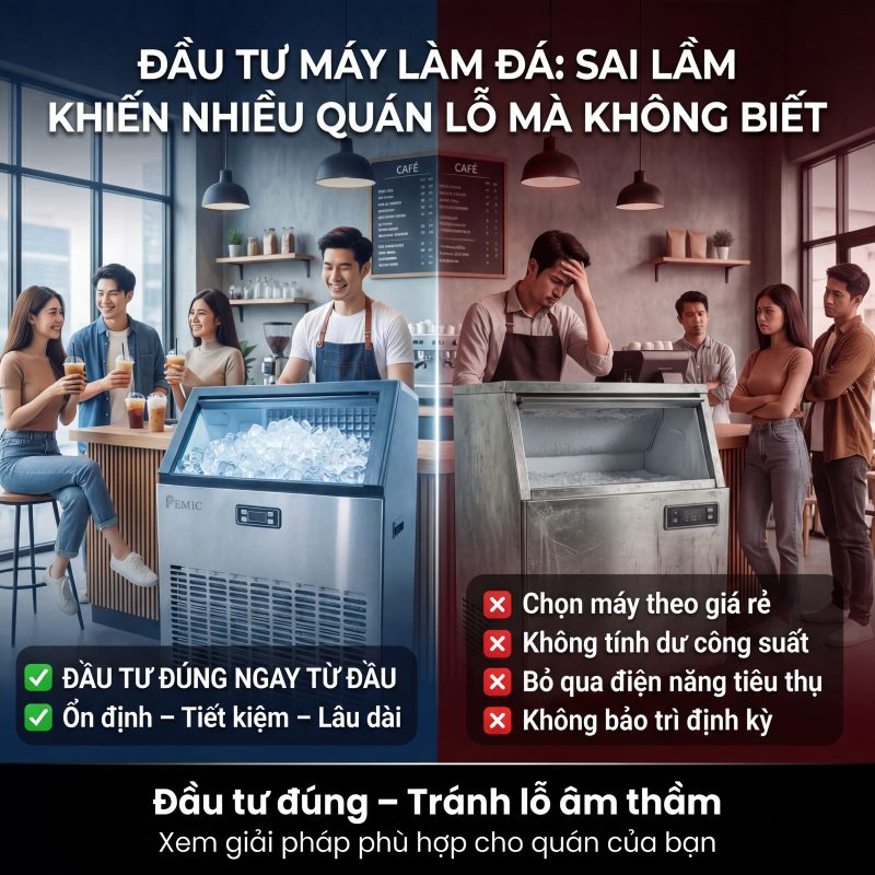 Đầu tư máy làm đá: Sai lầm khiến nhiều quán lỗ mà không biết 1 máy làm đá