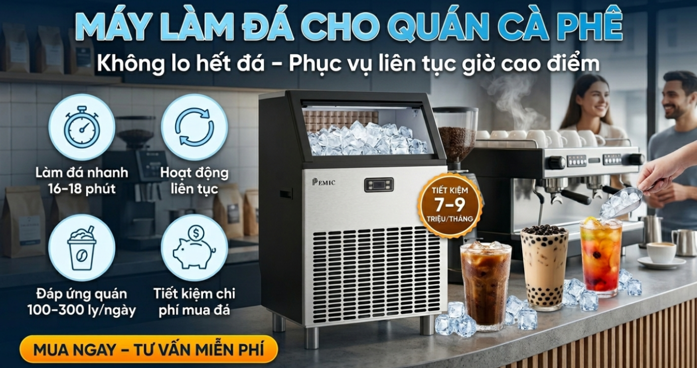 Cách chọn máy làm đá cho quán cà phê – Bí quyết tiết kiệm chi phí & vận hành hiệu quả 8 Máy làm đá cho quán cà phê
