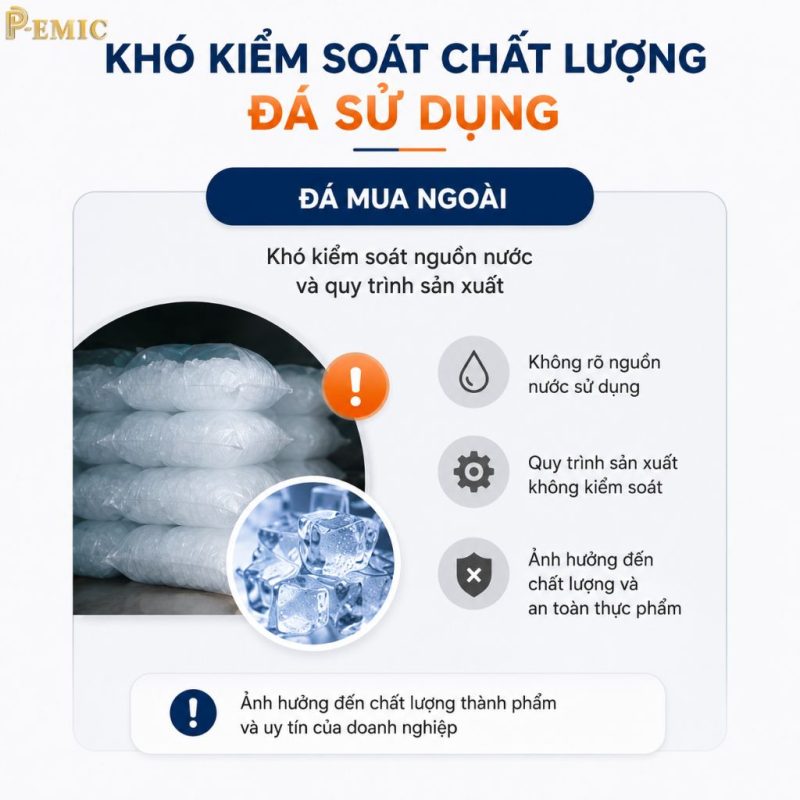 Máy Làm Đá Viên Công Nghiệp Cho Nhà Hàng, Khách Sạn: Chọn Thế Nào? 3 Khó kiểm soát chất lượng đá sử dụng