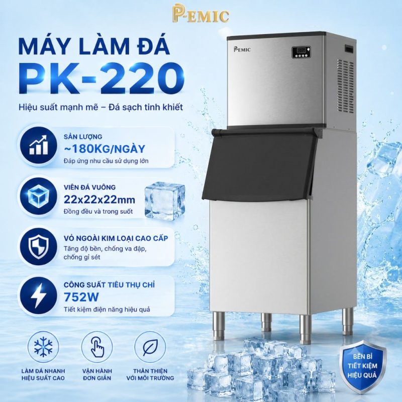 Máy Làm Đá Viên Công Nghiệp Cho Nhà Hàng, Khách Sạn: Chọn Thế Nào? 5 Máy làm đá PK-220 phù hợp cho nhà hàng và khách sạn quy mô vừa