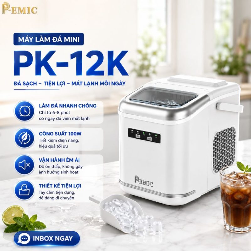 Máy Làm Nước Đá Mini Có Đủ Dùng Cho Gia Đình Mùa Hè Không? 5 Máy làm nước đá mini pk-12k cho gia đình