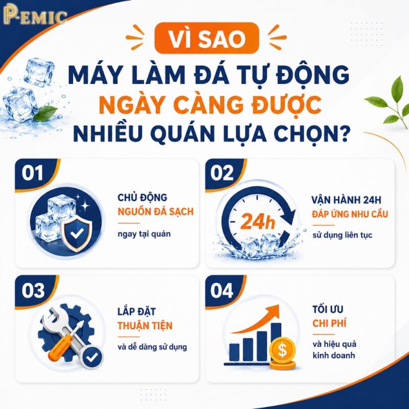 Máy Làm Đá Tự Động Có Đáng Đầu Tư Cho Quán Cao Điểm Hè? 4 Vì sao máy làm đá tự động ngày càng được nhiều quán lựa chọn?